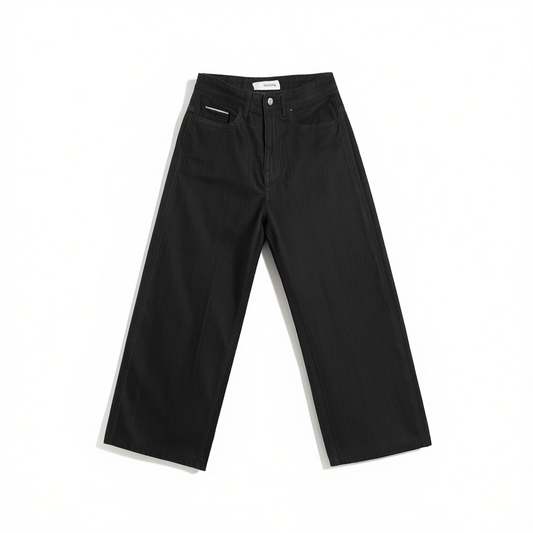[021]NG    three-color selvedge raw denim straight leg wide-leg A-line shaped jeans