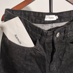 [021]N Xanvas three-color selvedge raw denim straight leg wide-leg A-line shaped jeans