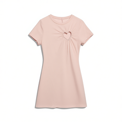 [812]G    ¡¾Genuine Stock¡¿Skims Kardashian Ros¨¦ Style Short Sleeve Sweet and Edgy Heart Cutout Dress