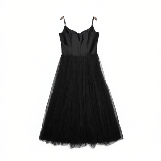 [413]NM  Jumei Lace Patchwork Wool Corset Strapless Dress Tulle Dress