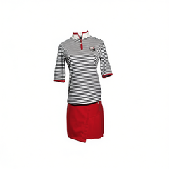 [398]MM    Golf Apparel for Women – Stylish Mid-Sleeve T-Shirt and Skorts Set