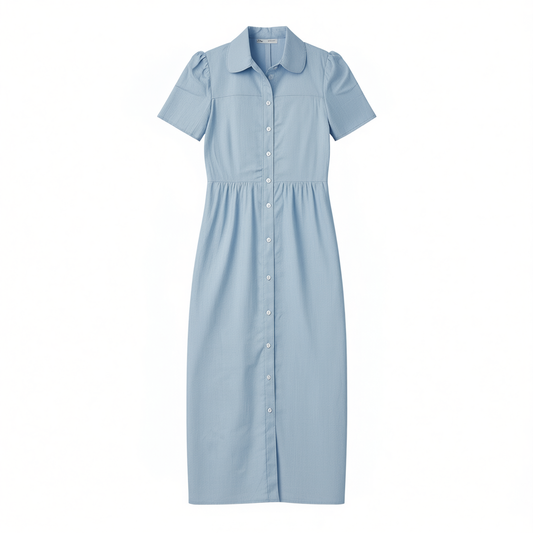 [838]GG   French Peter Pan Collar Dress for Women  Pastel Bubble Sleeve Dress