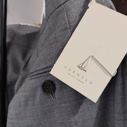[727]NG      Men's Merino Wool "London Gray" Italian-style Paris-button, Double Pleat, High-waist Gentleman's Trousers
