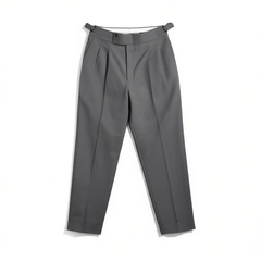 [727]N UGENTLE Men's Merino Wool "London Gray" Italian-style Paris-button, Double Pleat, High-waist Gentleman's Trousers