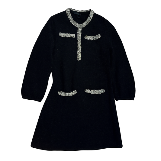[498]NM  High-End Women's Wear: Hepburn-Style Crystal-Embellished Fishtail Knit Dress