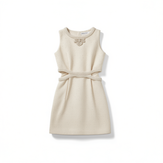 [010]GM    High-End Women's Wear – Beaded Bow Waist-Baring Sleeveless Dress