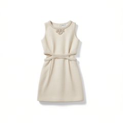 [010]G   [In Stock] SP from Shenzhen Nanyou High-End Women's Wear – French Chanel-Style Beaded Bow Waist-Baring Sleeveless Dress