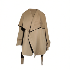 [657]N Early Autumn Parisian Oversized Lapel Trench Coat