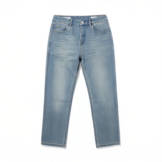 [768]GG     four-way stretch straight slim-fit denim nine-point pants for casual wear