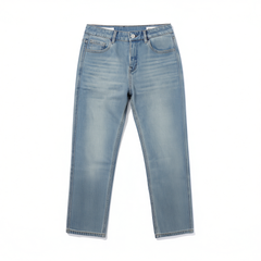 [768]G    Dalgrande Darling dual-core structure four-way stretch straight slim-fit denim nine-point pants for casual wear