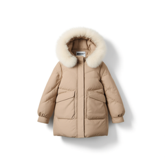 [376]GG   Women's Winter Down Jacket with Detachable Hood and Fox Fur Trim, Fashionable and Casual
