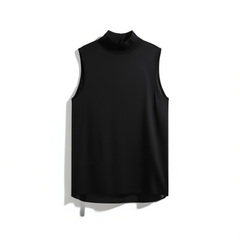 [741]NNMM  Women's Heavyweight Acetate Sleeveless Shirt Elegant Versatile Stand-Up Collar Blouse