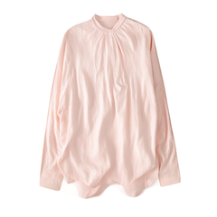 [180]G    COS Women's Standard Fit Stand Collar Drape   Shirt Pink