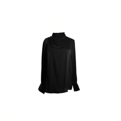 [997]NN CHU JIAN Original Design Women's Blouse Elegant High Neck Satin Silk Shirt