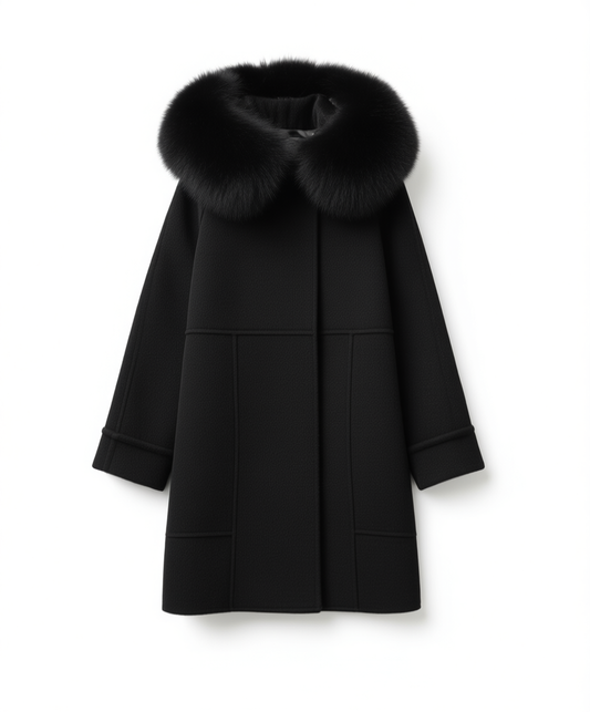 [756]GM  Fox Fur Double-Sided Cashmere Women's Short Coat 2024 Winter New Arrival Cloak High-End Feel Petite Wool Coat