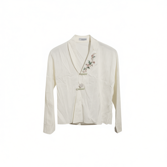 [778]NM   Aviator-Sleeve Blouse with Gold-Brocade Mamian Skirt, Original New Chinese Style Hanfu for Women