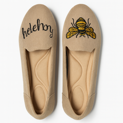 [592]JS Cute Cartoon New Women's Casual Round Toe Flat Doudou Shoes Flyknit Princess Shoes Large Size Women's Shoes 41-43