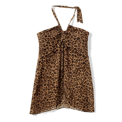 [807]GG   Animal Print Backless Halter Backless Camisole Top Summer Irregular Hot Girl Women With Chest Pad Outside Wearing Top