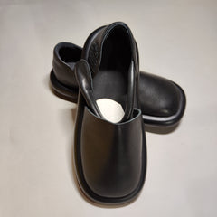 [727]N Jiezhou Summer Genuine Leather Sandals for Women – Comfortable One-Strap Open-Toe Slides with Closed Toe, Handcrafted from Vintage Cowhide