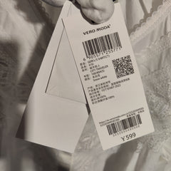 [492]N Vero Moda Shirt 2025 Summer New Arrival Pure Cotton Round Neck Blouse with Front Ruffle Trim 325205049