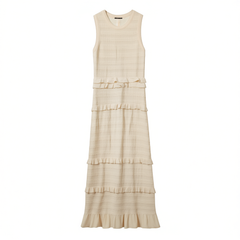 [811]N S Brand Shenzhen Nanyou High-End Women's Clothing 2025 Spring New French Chic Chanel-Style Ruffle Sleeveless Knit Dress