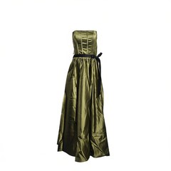 [319]GG     Green Tube Top Evening Dress for Women, French Light Luxury Niche High-End Elegant Look for Birthday Coming-of-Age Ceremony Performance Host