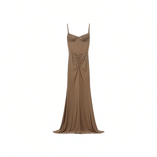 [698]NM  Heavy Craftsmanship Wallpaper Elegance Fully Beaded Sexy Corset Tube Dress Waist Hip Long Slimming Evening Gown for Women