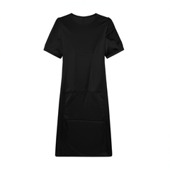 [789]G    Hepburn-style elevated satin dress,  tailored waist-cinching design with a flowing skirt for a slim-silhouette little black dress.