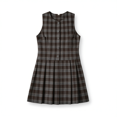 [257]N Zihan College-style Round Neck Sleeveless Vest Dress for Women Loose Spliced Pleated Mini Dress