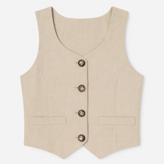 [611]GS    Women's Summer Korean Style Simple Casual Square Neck Sleeveless Vest - Elegant Chanel-Style Short-Length Strapless Vest