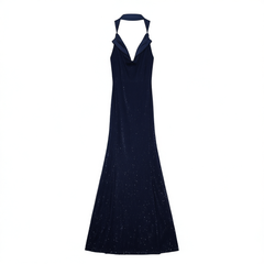 [292]G   Now HunterGirl "Underwater Galaxy" Floor-Length Strapless Sequin Dress for Birthday Party, Graduation Evening Gown, and Coming-of-Age Ceremony