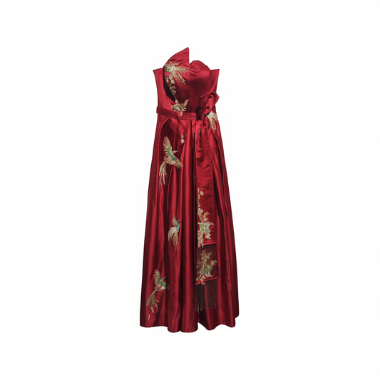 [438]MM  Special Occasion Women's 2025 New Chinese Style Red Evening Gown High-End Luxurious Niche Morning Coat Wedding Gown