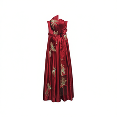 [438]M Special Occasion Women's 2025 New Chinese Style Red Evening Gown High-End Luxurious Niche Morning Coat Wedding Gown