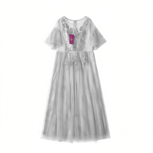 [187]G  Plus Size Evening Gown Bridesmaid Dress for Plus Size Women 100kg Mother Wedding Banquet Slimming Cover Arms Hide Belly Short Stature