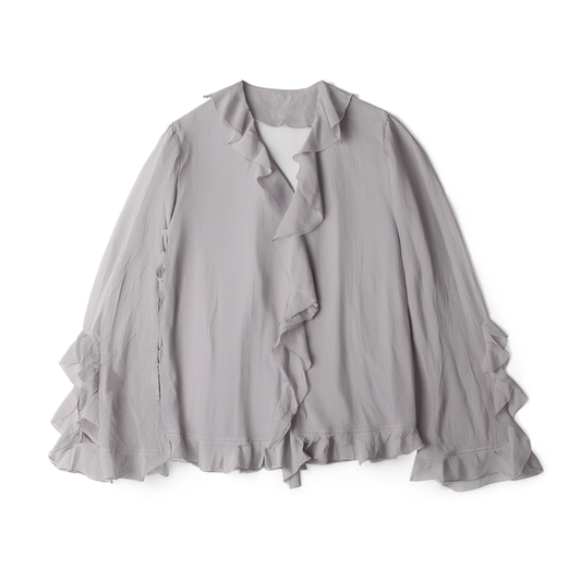 [720]GG    Create an Exquisite Workplace Vibe ~ Irregular Ruffled French Lavender Purple Shirt