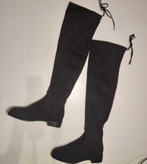 [586]MM  High Heel Boots Women Long Boots New Spring and Autumn Over-the-Knee Boots Black Plus Size Thick Legs Large Size Elastic Boots