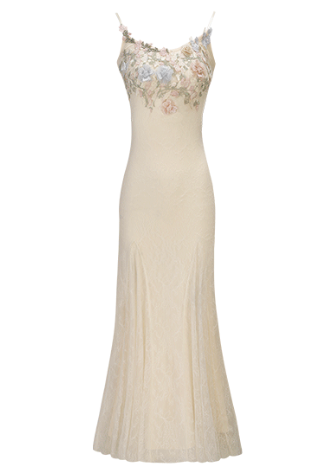 [671]MS Drowning Three Fish Spring Ballet French Long Dress for Women Summer Seaside Flowers White Lace Mermaid Strapless Dress