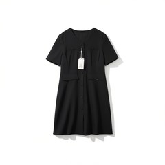 [354] Elegant and Intellectual Style for Women – Apricot V-Neck Short-Sleeve Mini Dress with a Sophisticated, Slimming Silhouette and Socialite Vibe