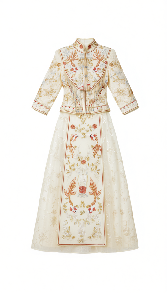 [807]MM  Gold Xiuhe Dress 2025 New Collection Traditional Chinese Bridal Wedding Dress Champagne Color High-end Bridal Dress Summer Fashion Kimono