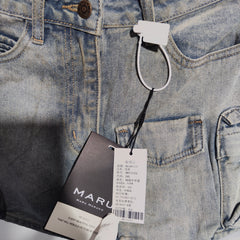 [052]N  Maruco Heavy Distressed Wash! Workwear Denim Skirt High-Waisted Slimming Retro A-Line Skirt Women's Short Skirt
