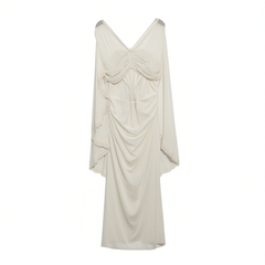 [470]G     Annie Plus Size Semi-Transparent Fishbone Chiffon Goddess Train Dress for Slightly Plump Women, New Style with Silver Ring Kiss Marks and Elegant Style
