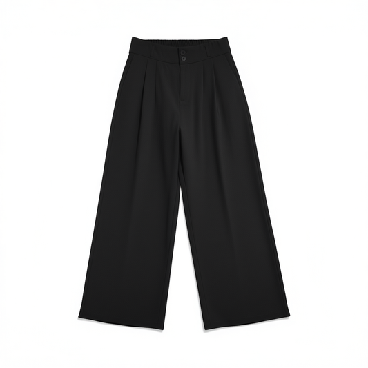 [050]G  Black Ice Silk Women's 2025 Summer New Lightweight High-End Drape High-Waist Slim Fit Straight Leg Suit Pants