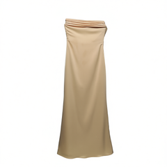 [735]G   AcuDA Rose Satin Ribbon Elegant Minimalist Strapless Backless Slimming Satin Evening Dress Long Dress