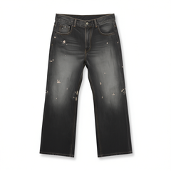 [780]N American Vintage Paint Splatter Unisex Loose Straight Jeans