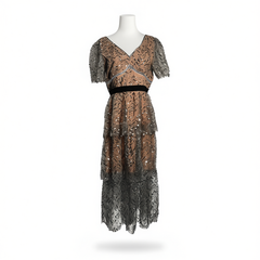 [944]MM   Leaf Sequin Gold Tulle Skirt Light Formal Long Dress