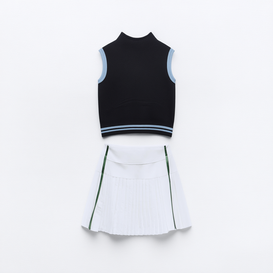 [662]GG      Women's Golf Clothing Set, Slim and Flattering Vest with Casual Sporty Skirt