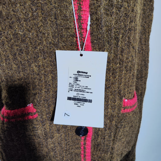 [794]GG     Color-blocked sweater cardigan for women, new spring vintage lazy jacket
