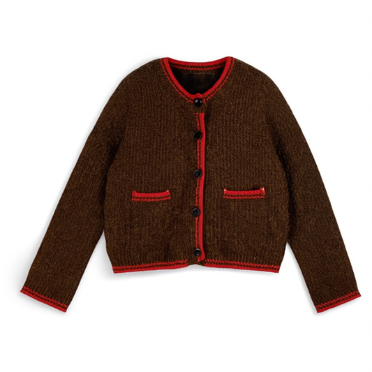 [794]GG     Color-blocked sweater cardigan for women, new spring vintage lazy jacket