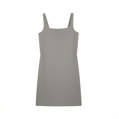 [963]G     ROMI STUDIO Minimalist and Elegant Wool Blend Fancy Yarn Square Neck Sleeveless Dress RWCRLT2723
