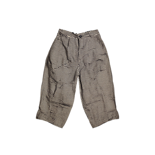 [576]NG    Heavyweight Style Seersucker Checkered Balloon Pants Silk Cotton Wide-Leg Casual Nine-Point Pants